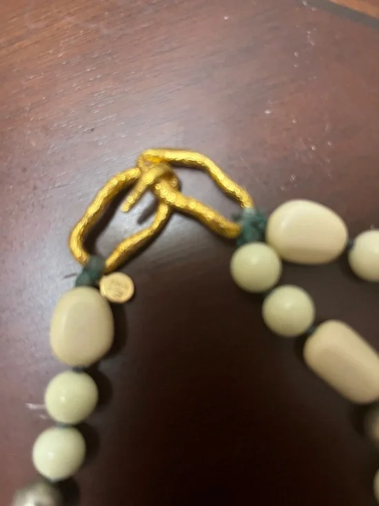 Alexis Bittar Gold Tone Moss Agate and Turquoise Statement Necklace - Picture 4 of 5